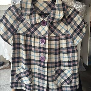 Plaid Women’s coat/Jacket with Purple Buttons